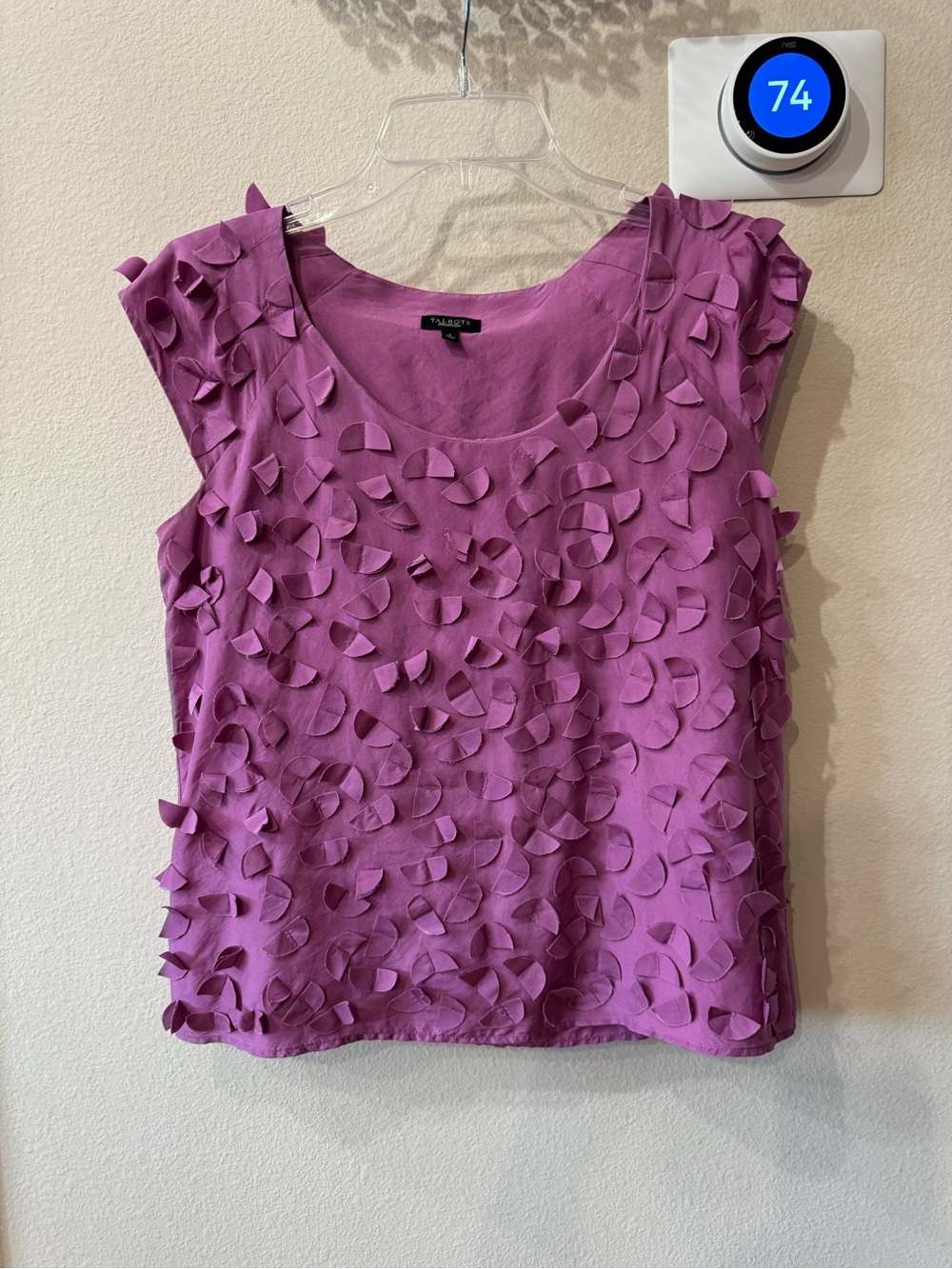 Talbots Petites Orchid Purple Petal Appliqué Sleeveless Blouse Size 2